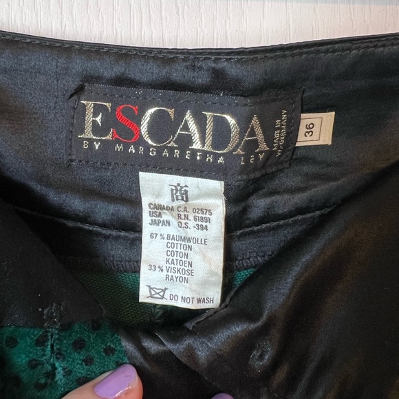 VINTAGE Escada by Margaretha Ley Green Velvet Pants Luxury Brand - Picture 7 of 8
